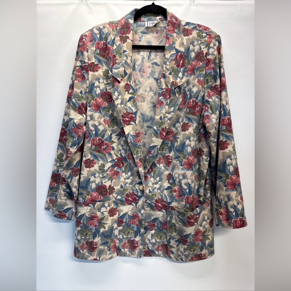 Vintage‎ Cricket Lane 80s 90s Floral Blazer Suit Blazer Women’s Sz 16 Miami Vice
